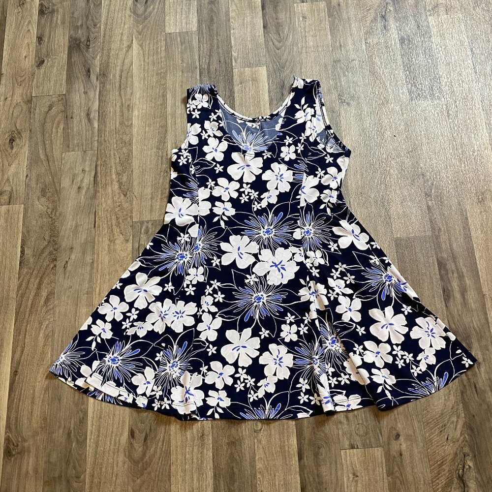 Agasy Blue Floral Sleeveless Tunic Shirt Size Large